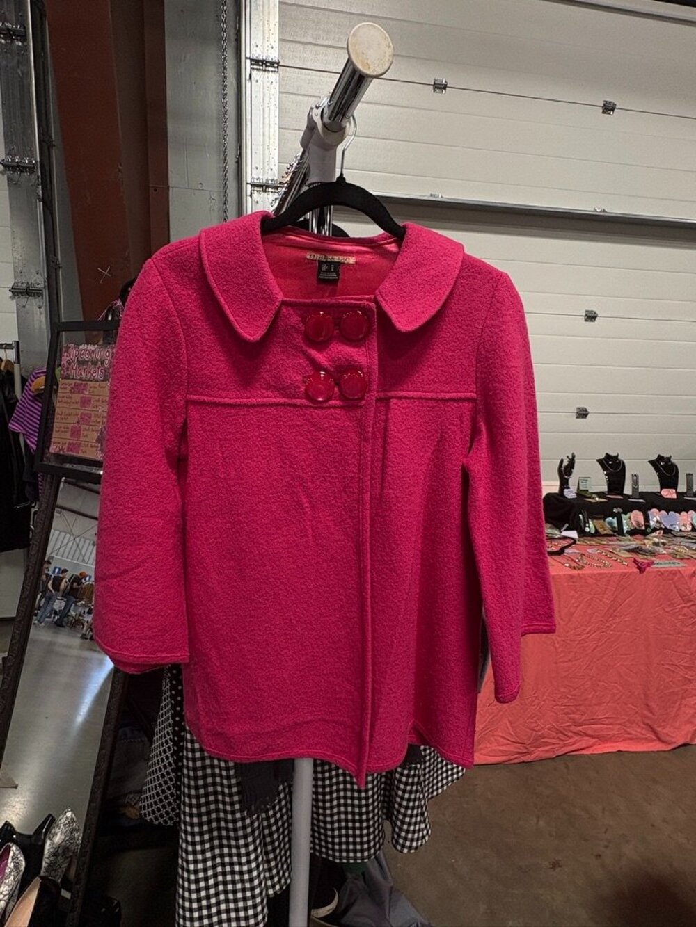 Mac & Jac- Daisy Fuentes Hot Pink Textured Swing Jacket – Medium